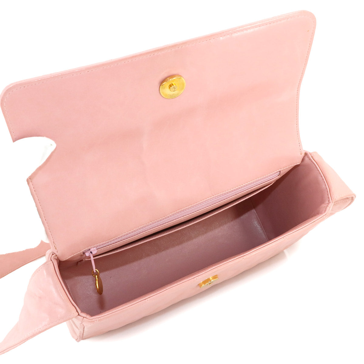 Matelasse Shoulder Bag Leather Pink Purse Vintage