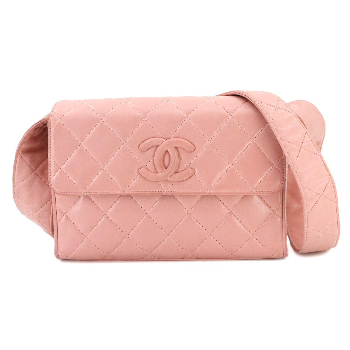 Matelasse Shoulder Bag Leather Pink Purse Vintage