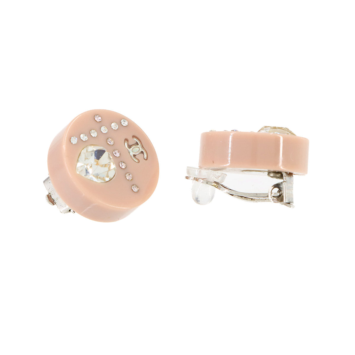 Cocomark Heart Earrings Plastic Pink Silver 04A Accessory