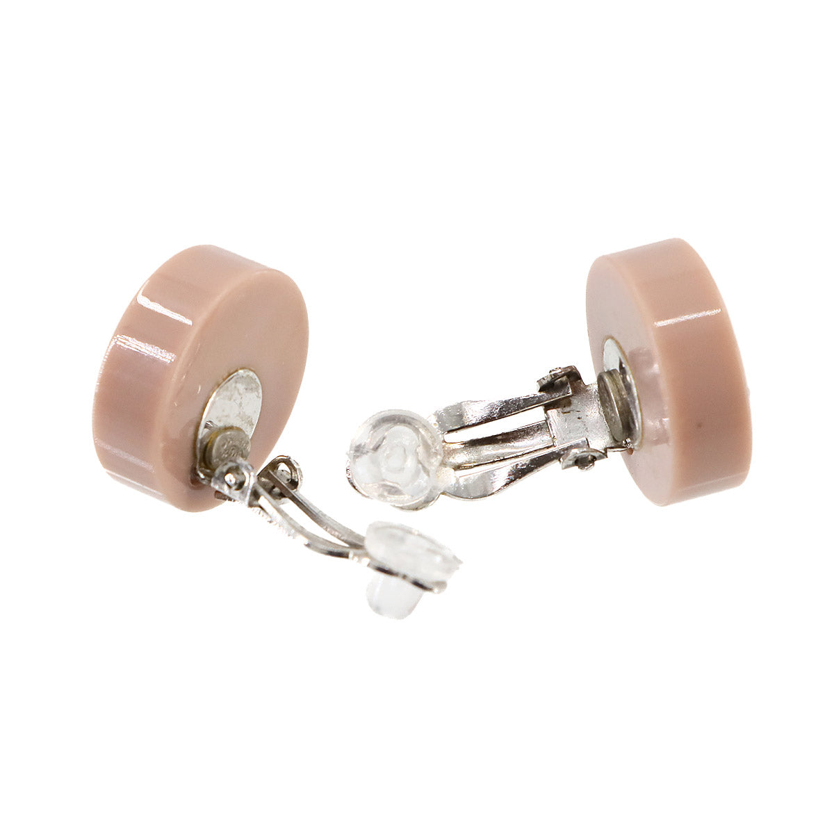 Cocomark Heart Earrings Plastic Pink Silver 04A Accessory