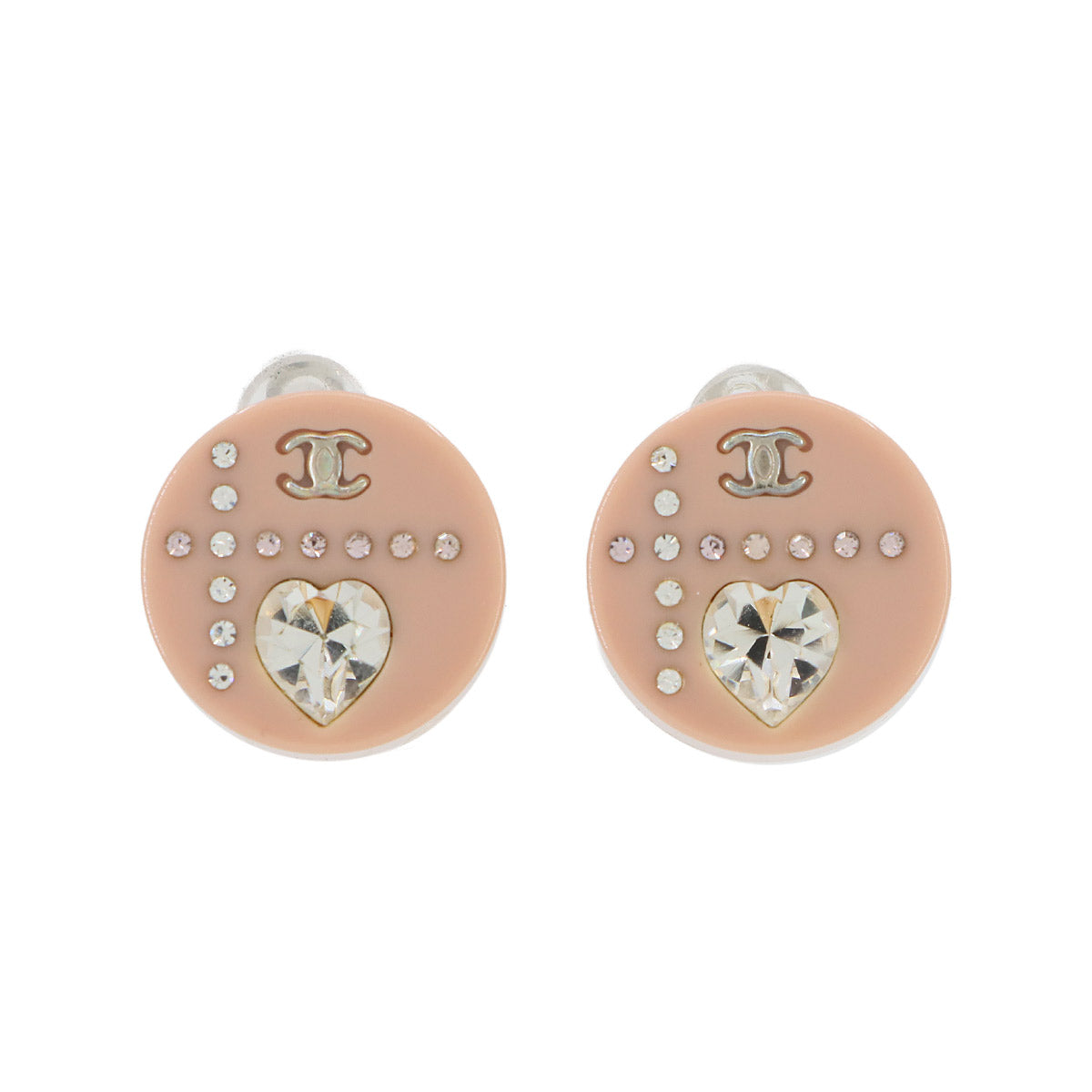 Cocomark Heart Earrings Plastic Pink Silver 04A Accessory