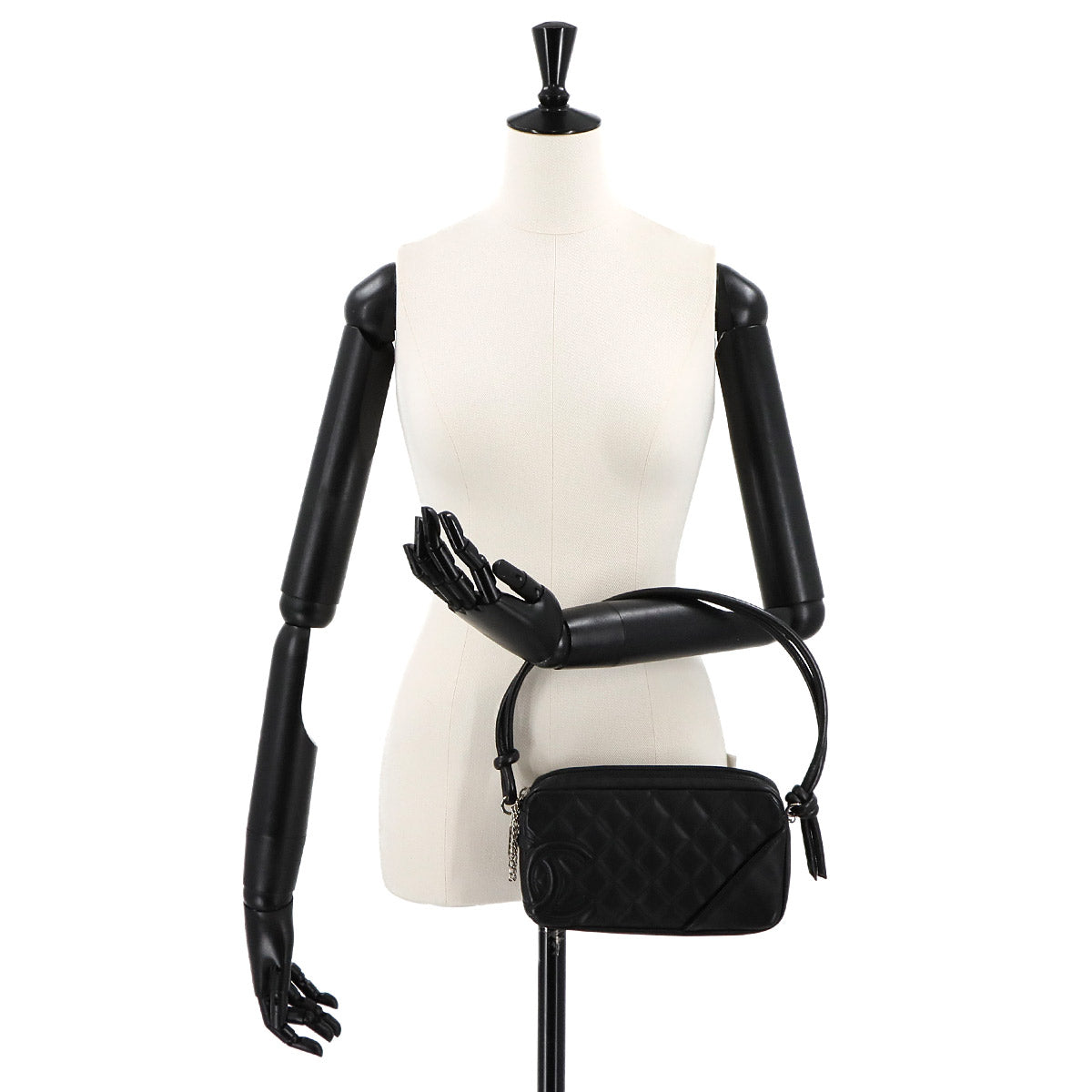 Cambon Line Shoulder Bag Leather Black A25175 Coco Logos