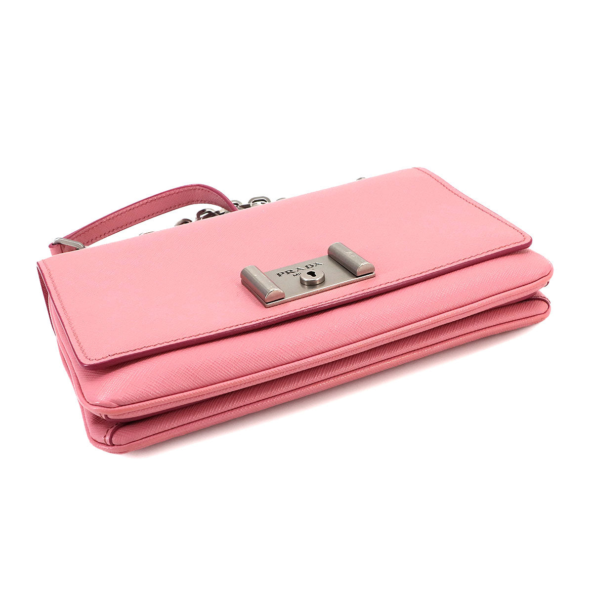 Shoulder Bag Saffiano Leather Pink 1BD009 Purse