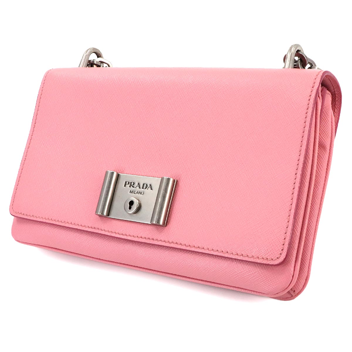 Shoulder Bag Saffiano Leather Pink 1BD009 Purse