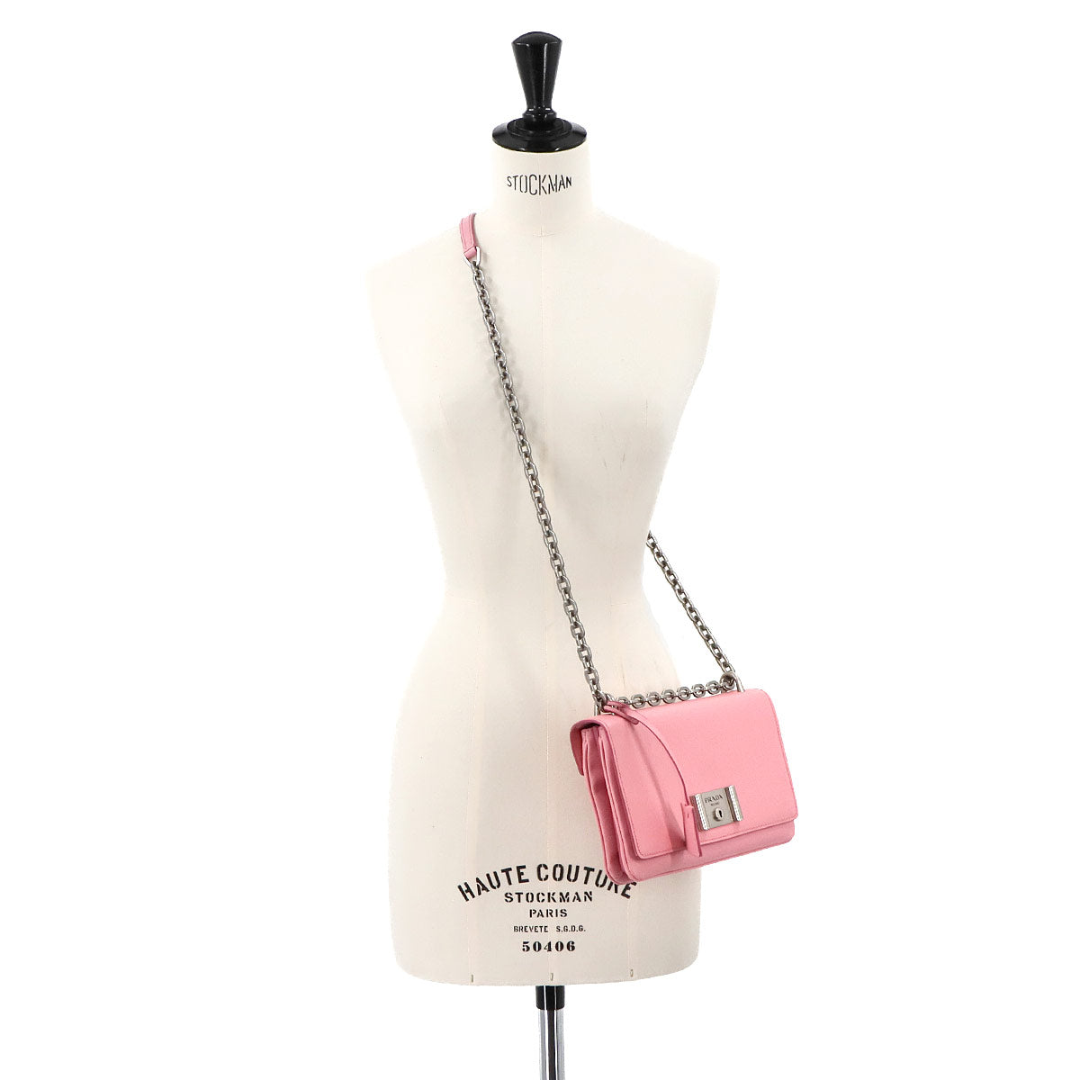 Shoulder Bag Saffiano Leather Pink 1BD009 Purse