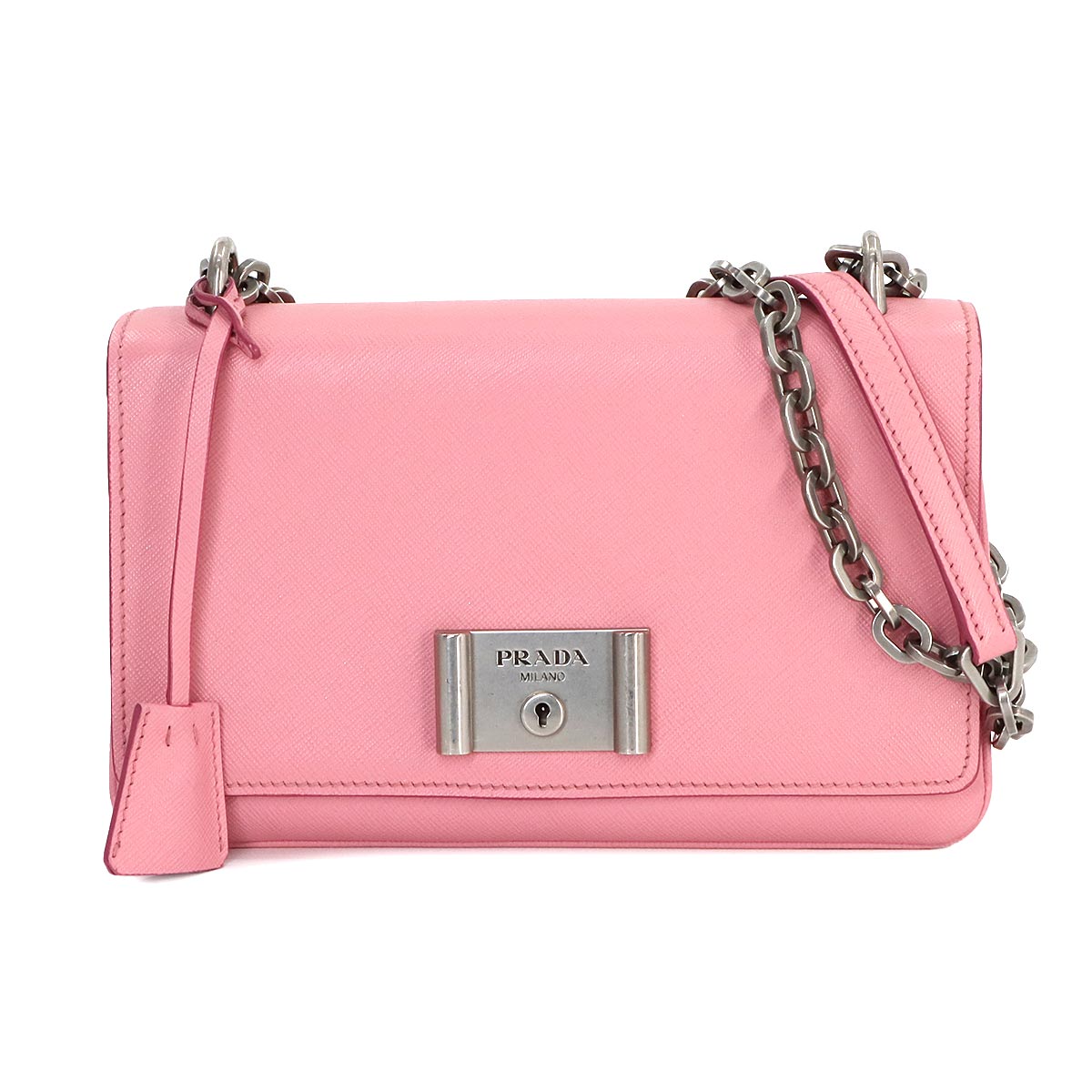 Shoulder Bag Saffiano Leather Pink 1BD009 Purse