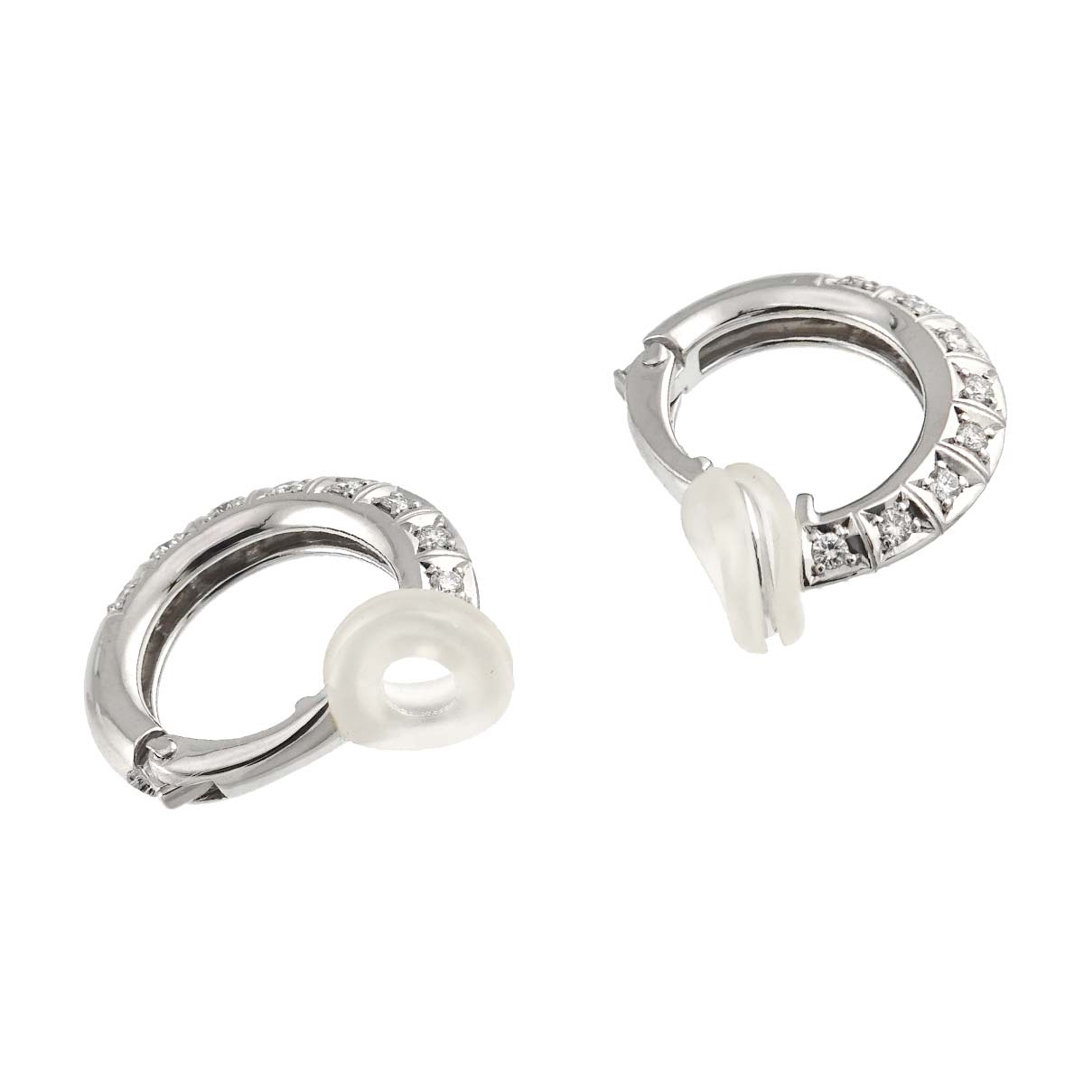 Diamond 0.18ct/0.18ct Earrings Clip on 18K White Gold 750