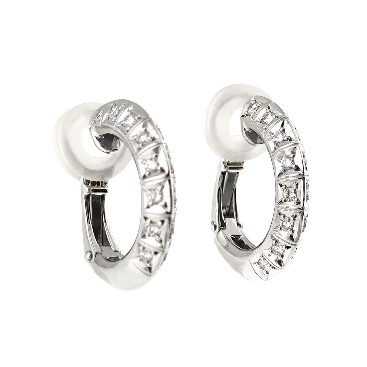 Diamond 0.18ct/0.18ct Earrings Clip on 18K White Gold 750