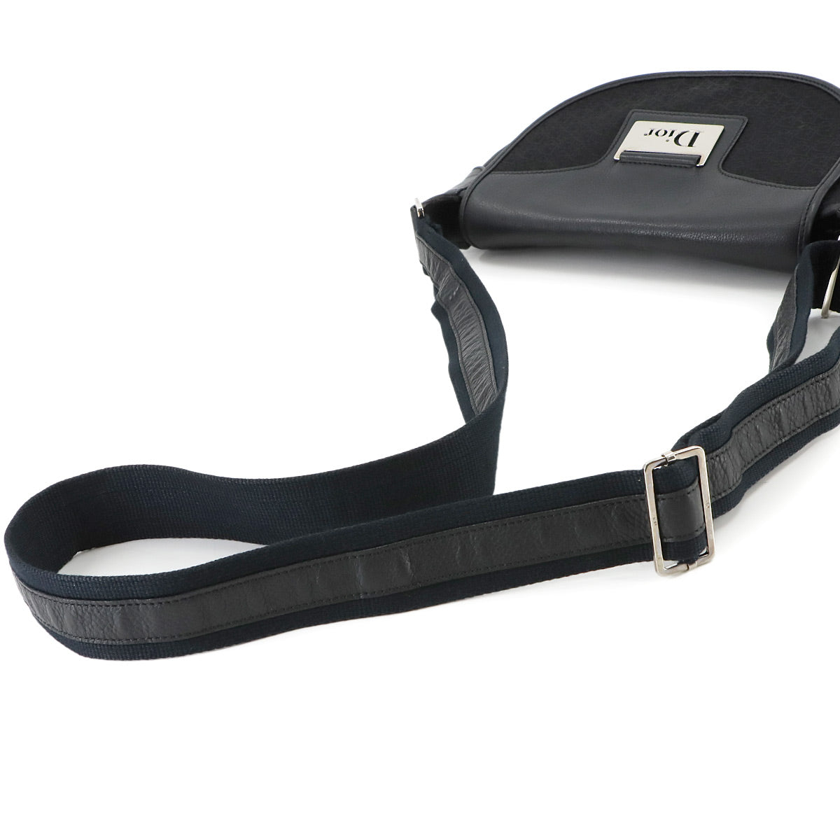 Street Chic Shoulder Bag Canvas Leather Black Navy