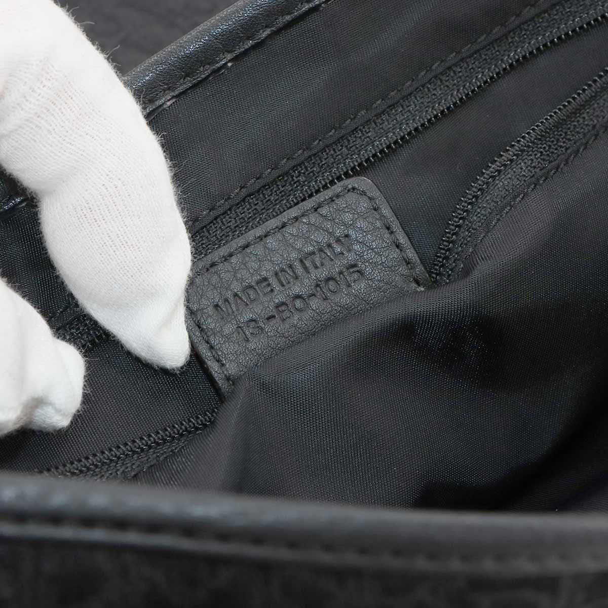 Street Chic Shoulder Bag Canvas Leather Black Navy