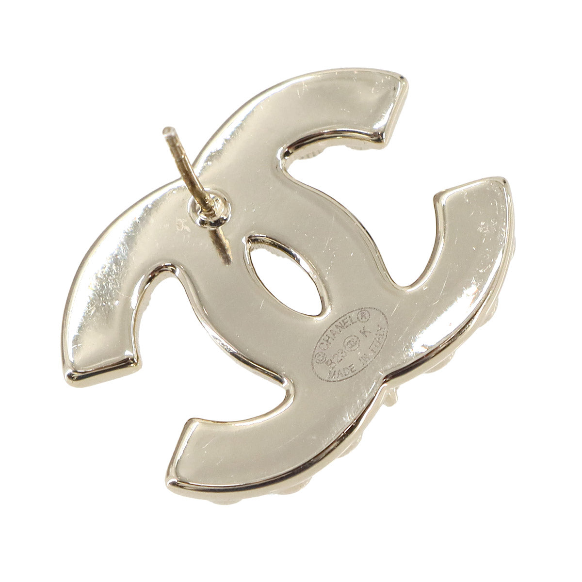 Coco Logos Earrings Rhinestone Pearl motif Gold Black B23K