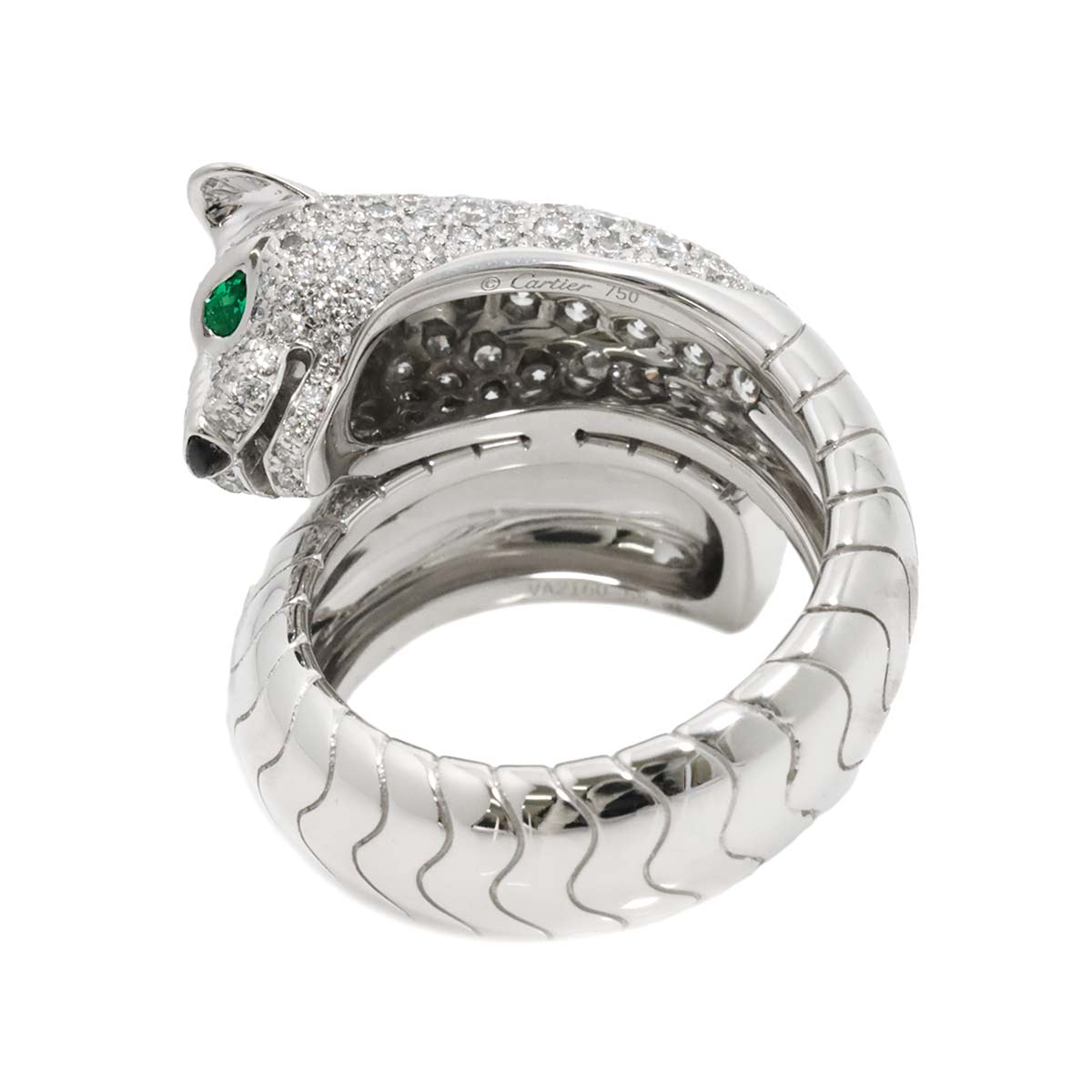 PANTHERE Diamond Emerald Onyx Ring K18 WG 750 Size55 7.25(US)