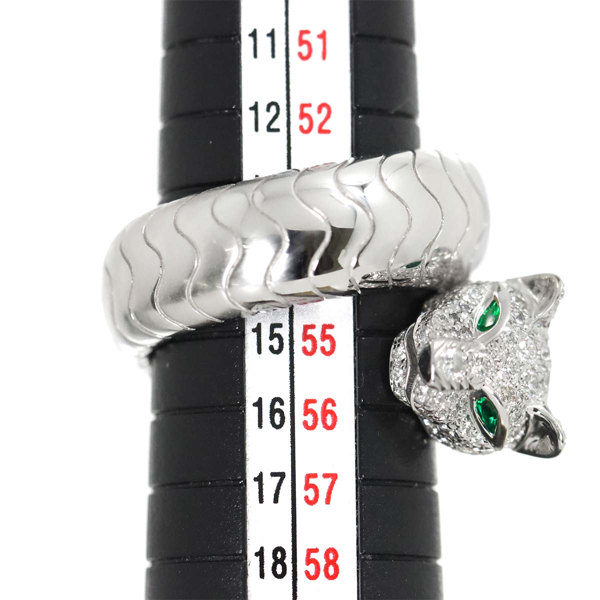 PANTHERE Diamond Emerald Onyx Ring K18 WG 750 Size55 7.25(US)