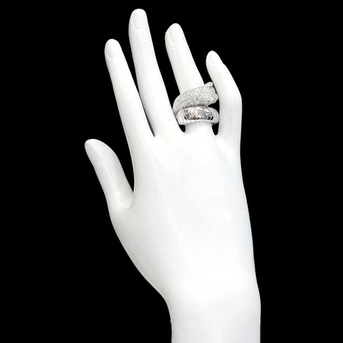 PANTHERE Diamond Emerald Onyx Ring K18 WG 750 Size55 7.25(US)