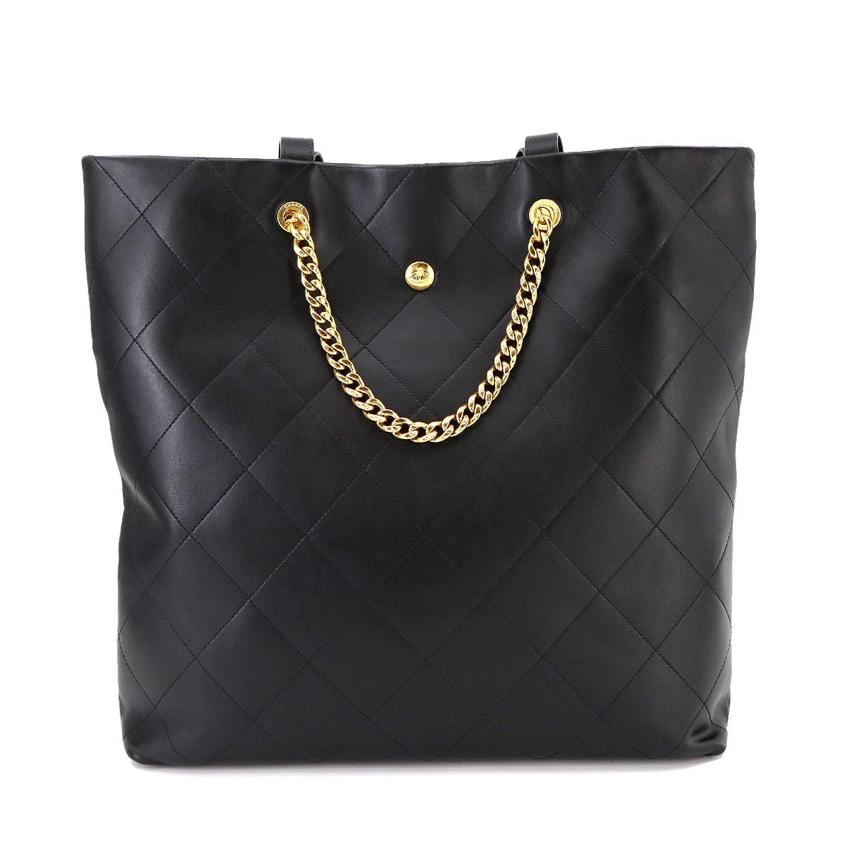 Matelasse Tote Shoulder Bag Leather Black Purse