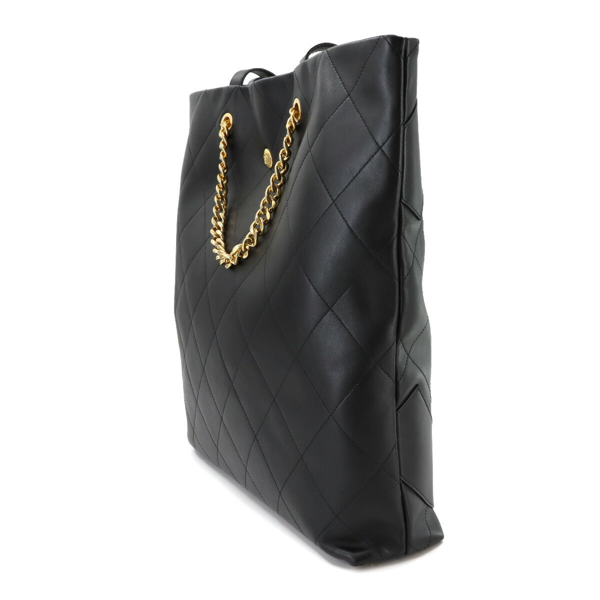 Matelasse Tote Shoulder Bag Leather Black Purse