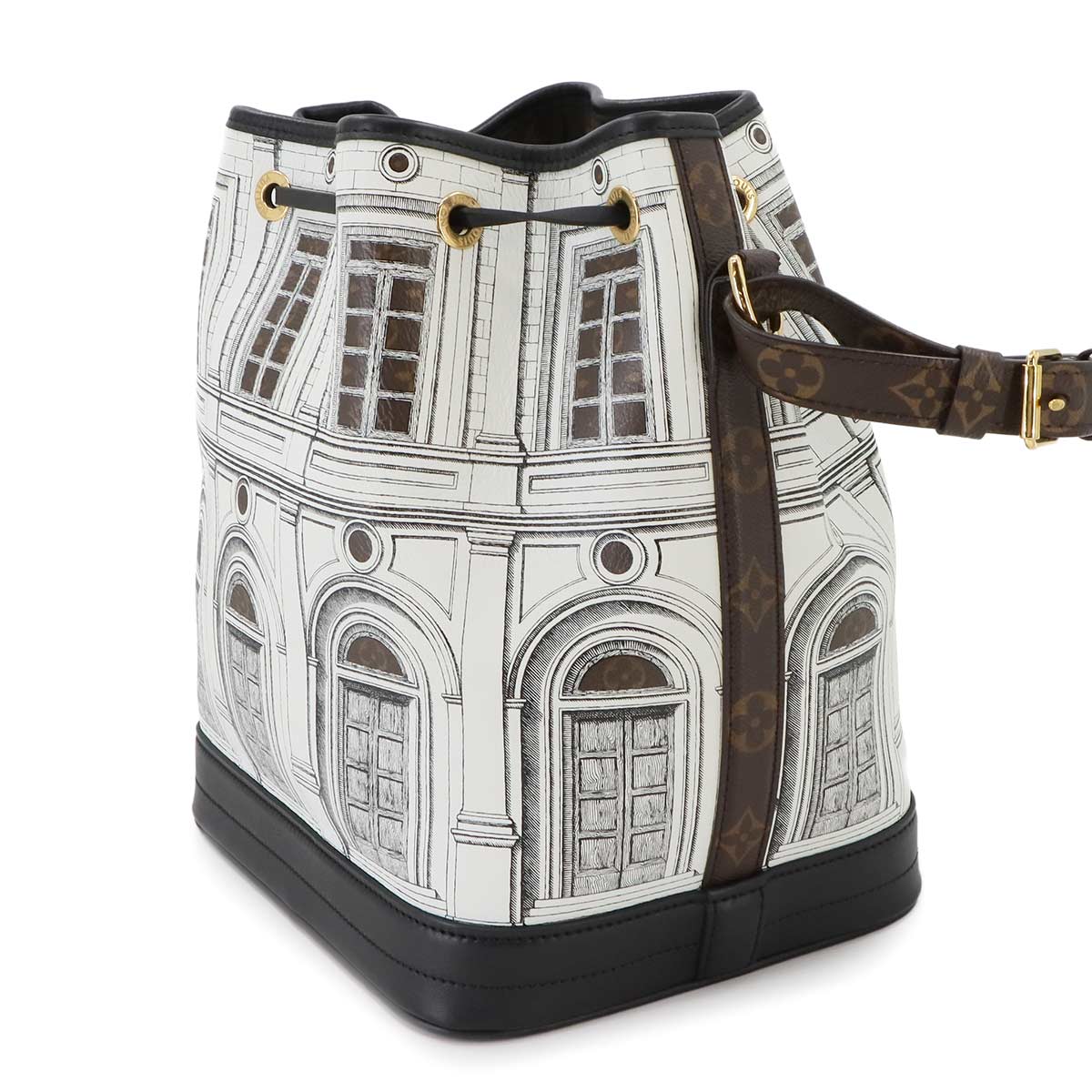 Noe MM Shoulder Bag Leather White M59105 Fornasetti