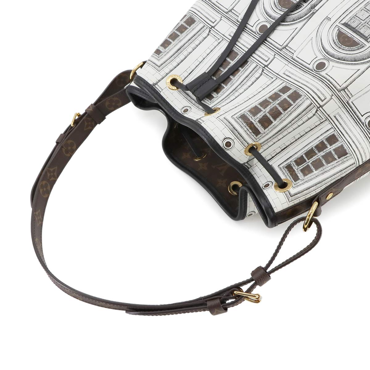 Noe MM Shoulder Bag Leather White M59105 Fornasetti