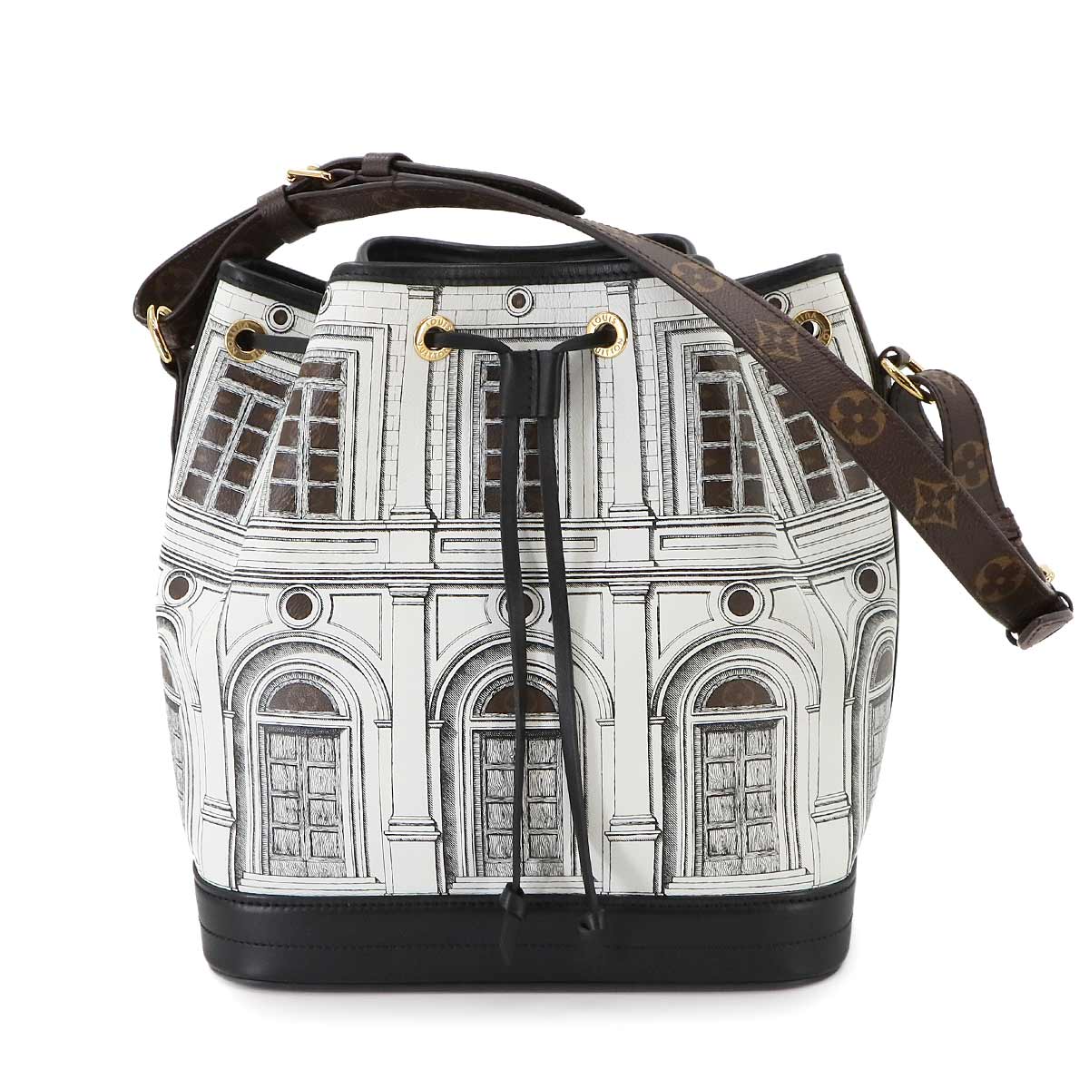 Noe MM Shoulder Bag Leather White M59105 Fornasetti