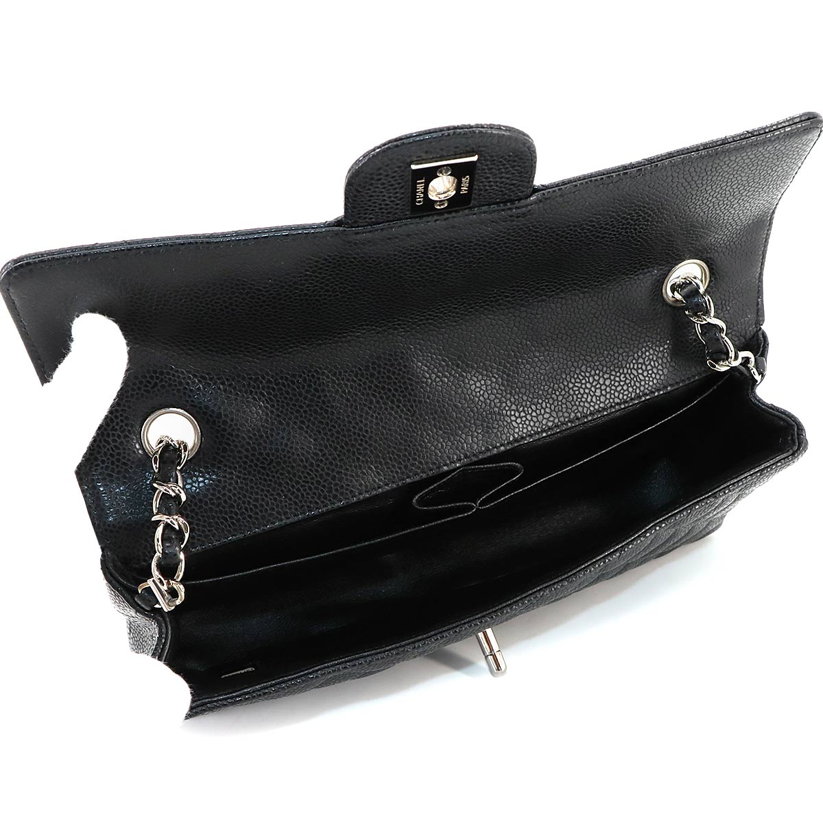 Matelasse Chain Shoulder Bag Leather Black