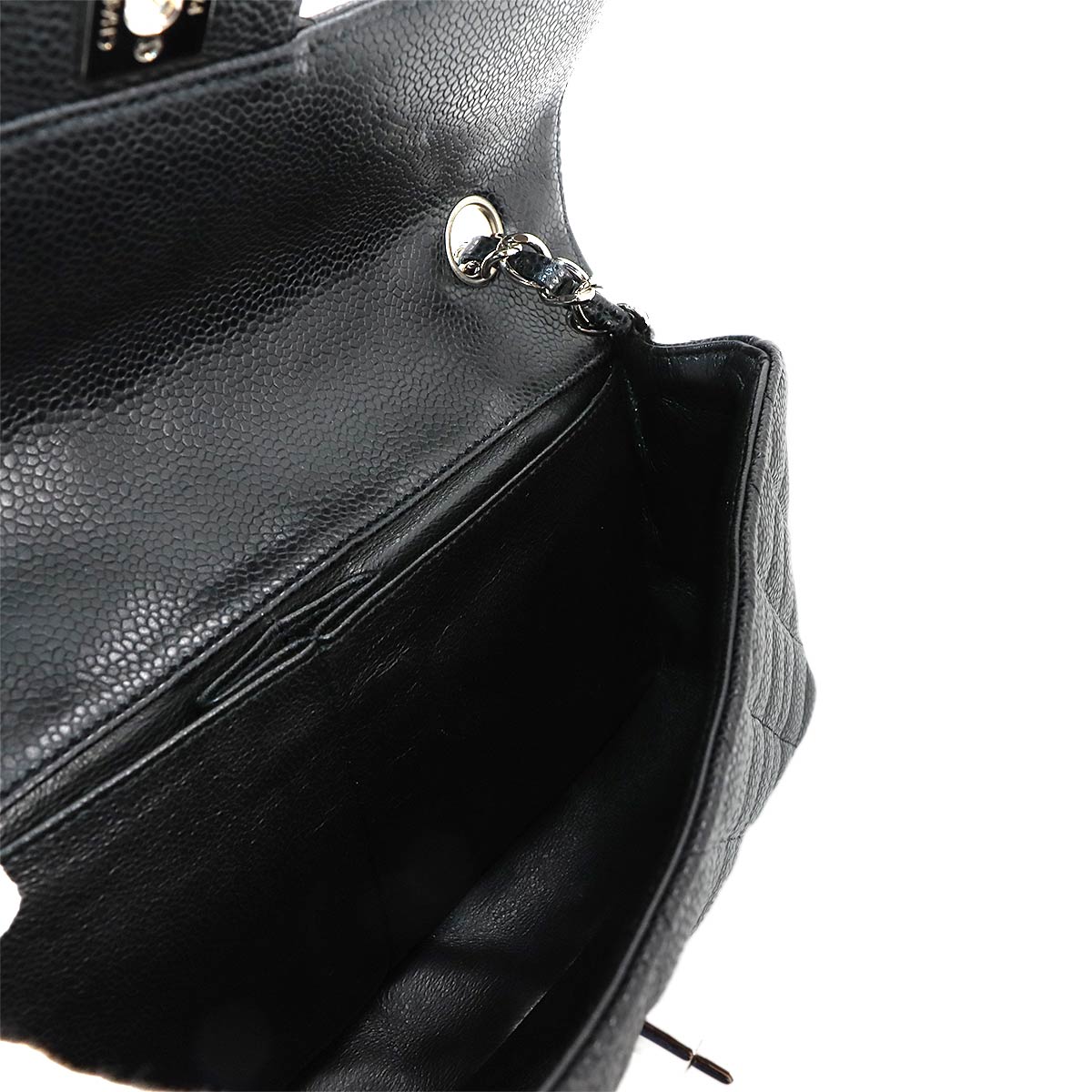 Matelasse Chain Shoulder Bag Leather Black