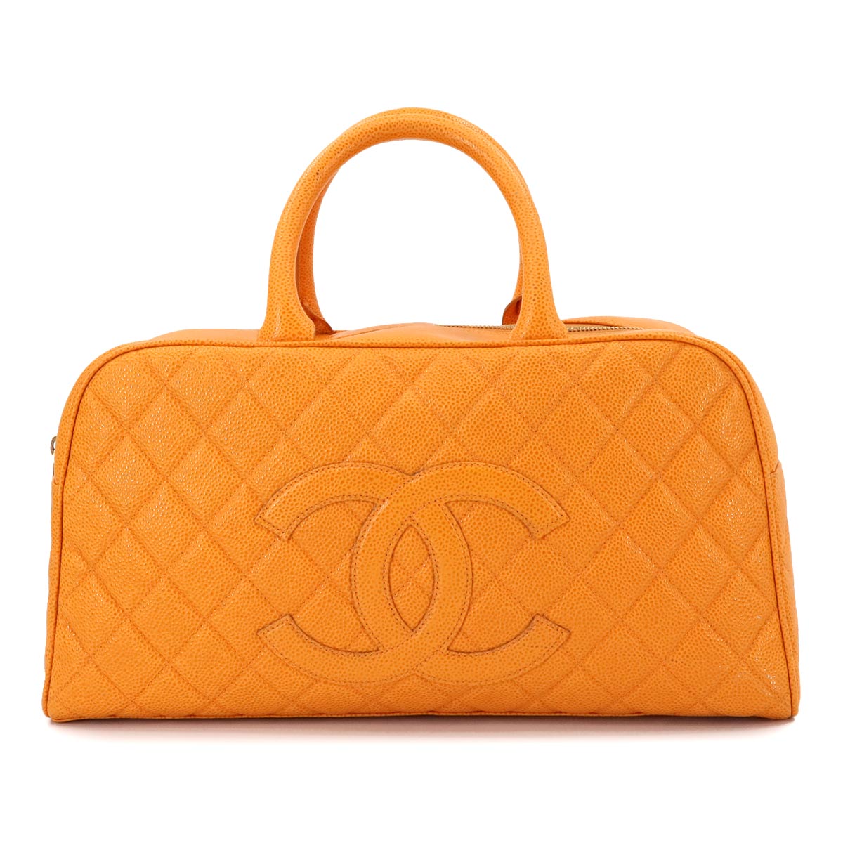 Matelasse Boston Bag Leather Orange A20997 Purse
