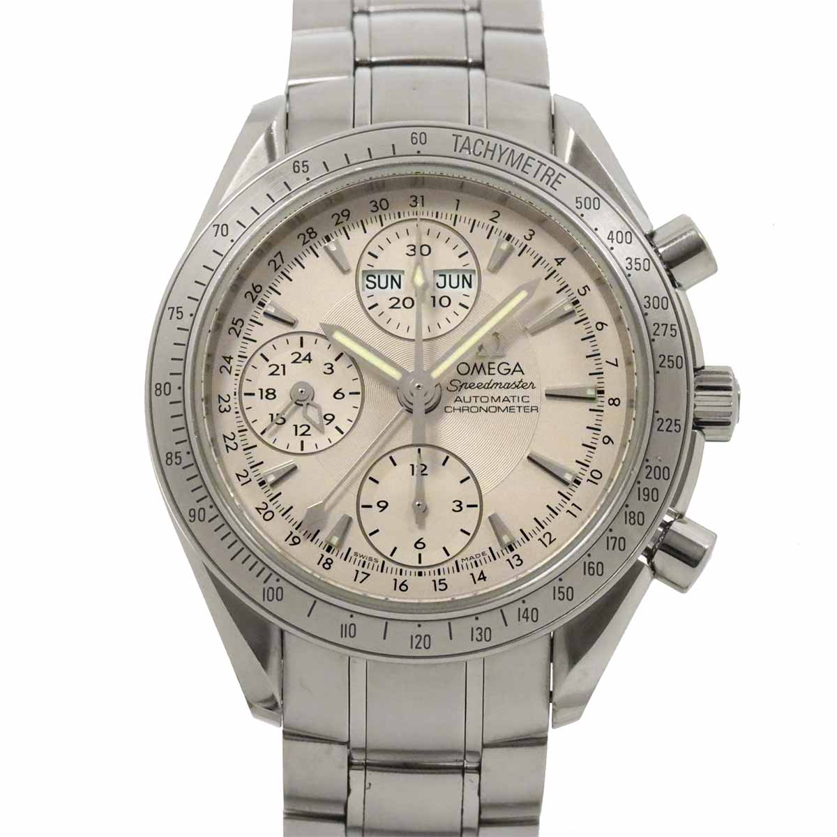 Speedmaster 3221 30 Triple calendar Chronograph Silver Dial