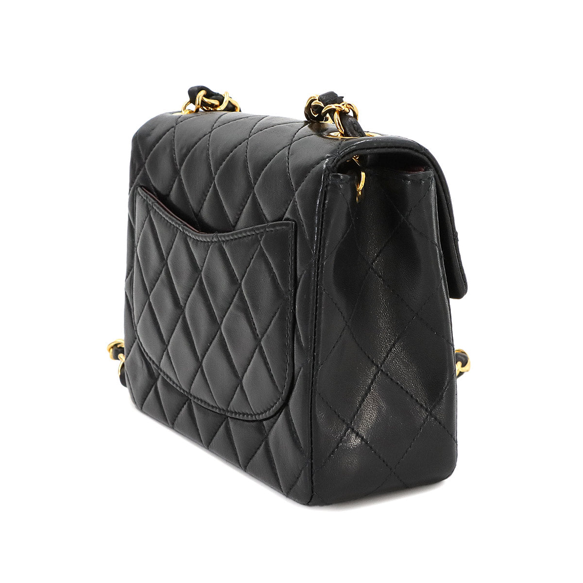 Mini Matelasse Chain Shoulder Bag Leather Black A01115 Purse