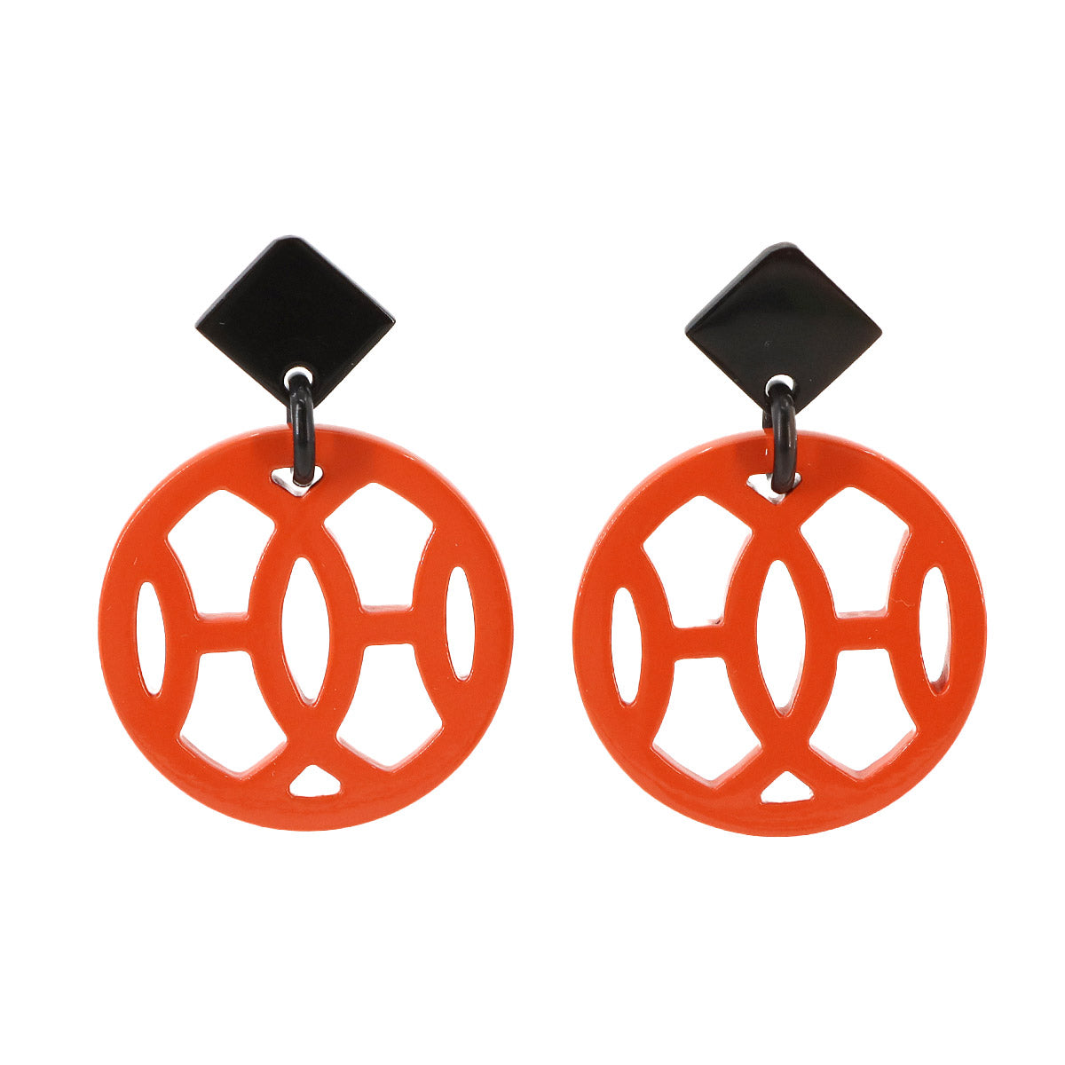 Ava Earrings Buffalo horn Orange Black Circle Accessory