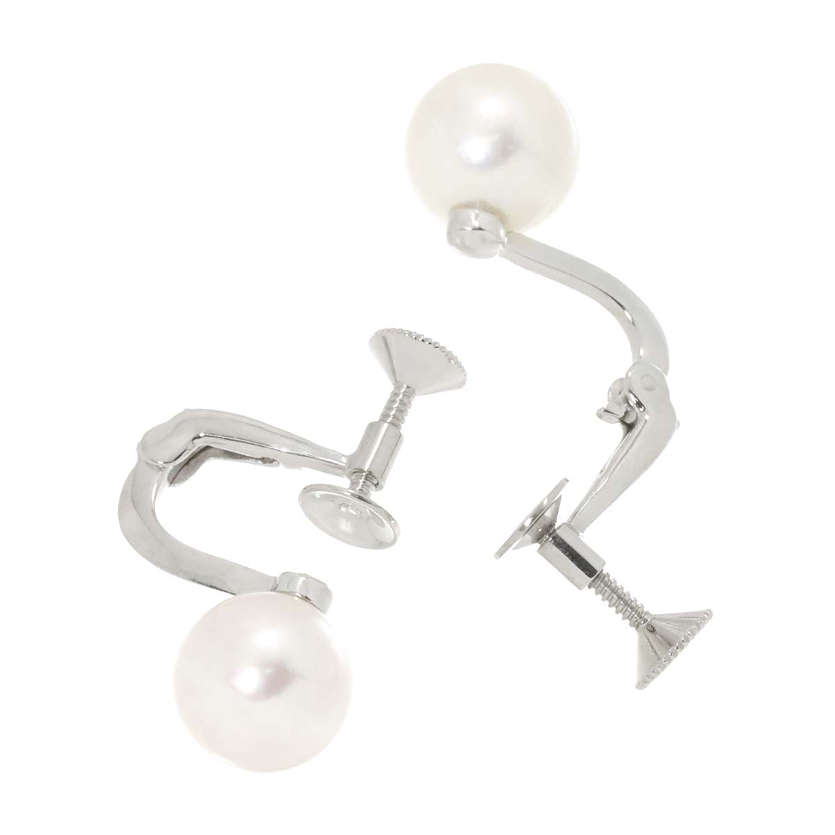 MIKIMOTO Akoya Pearl 8.4mm Earrings Clip on 18K WG 750