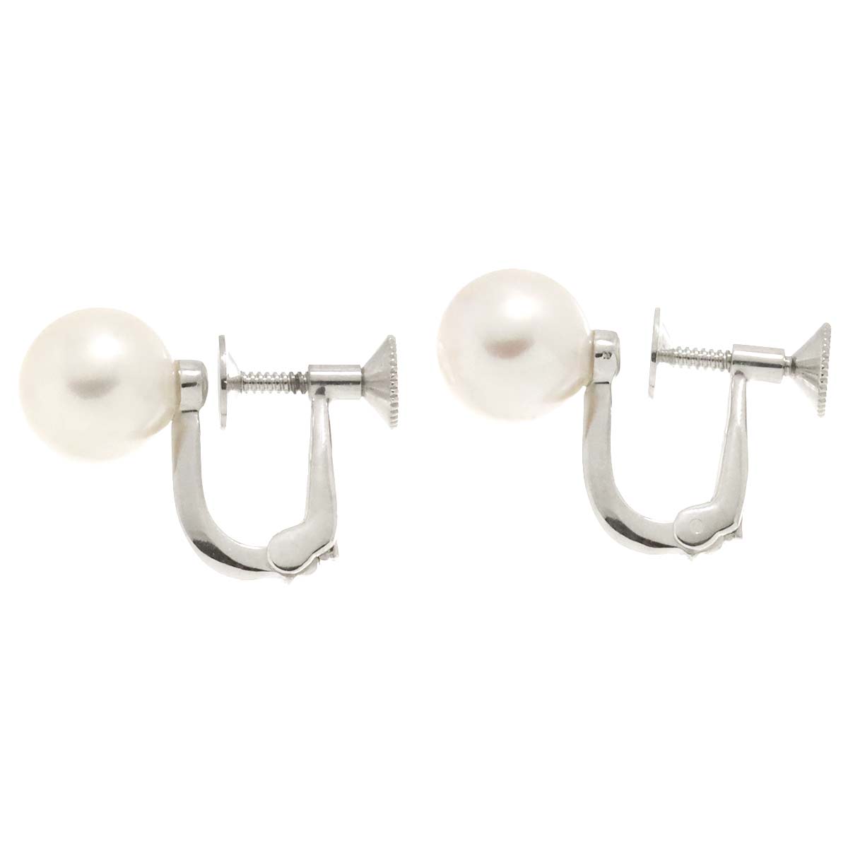 MIKIMOTO Akoya Pearl 8.4mm Earrings Clip on 18K WG 750