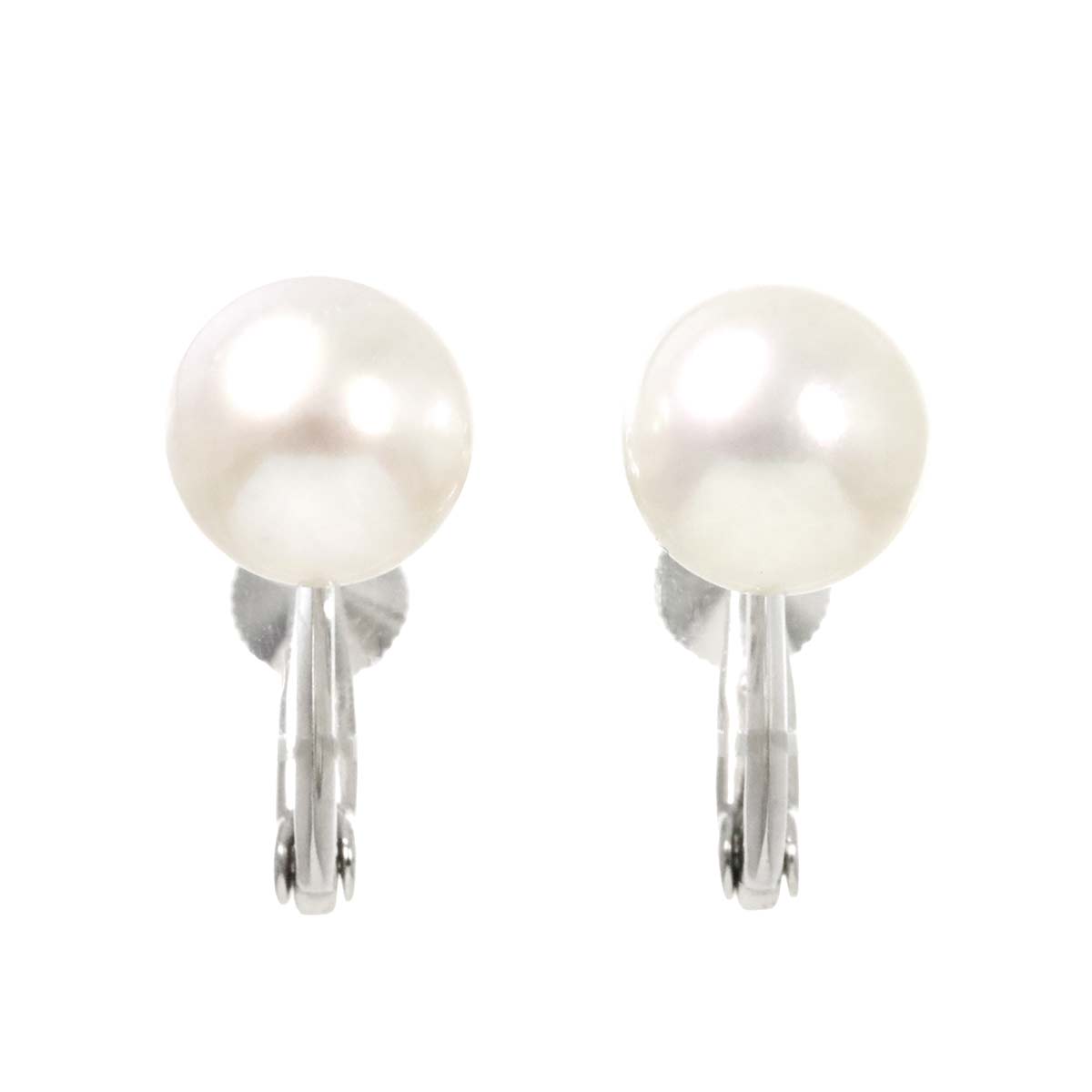 MIKIMOTO Akoya Pearl 8.4mm Earrings Clip on 18K WG 750