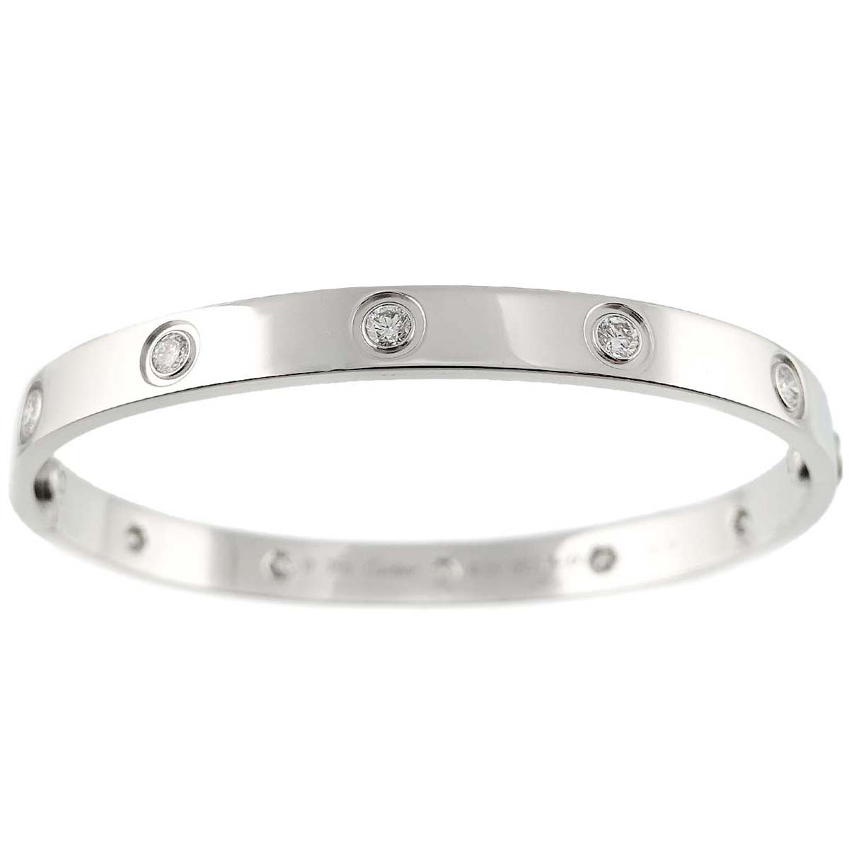 Cartier Love Bracelet Diamond 10P Bangle 18K WG 750 Size16