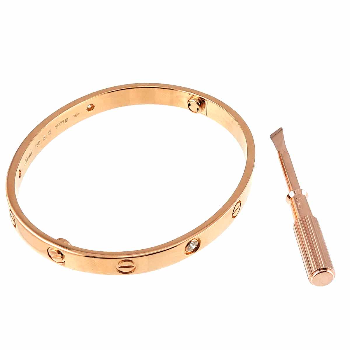 Love Bracelet Bangle Diamond 4P 18K Pink Gold 750 Size18