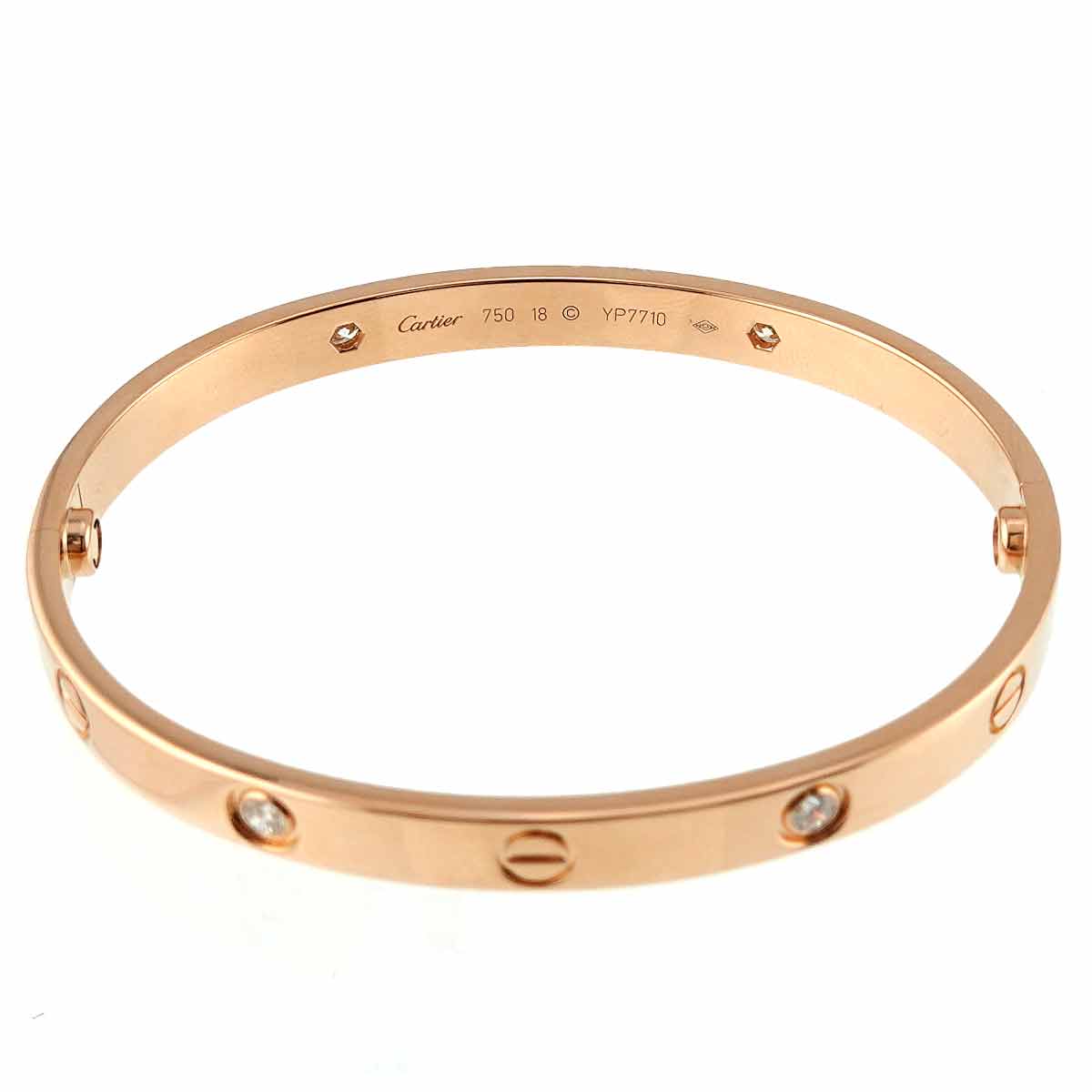 Love Bracelet Bangle Diamond 4P 18K Pink Gold 750 Size18