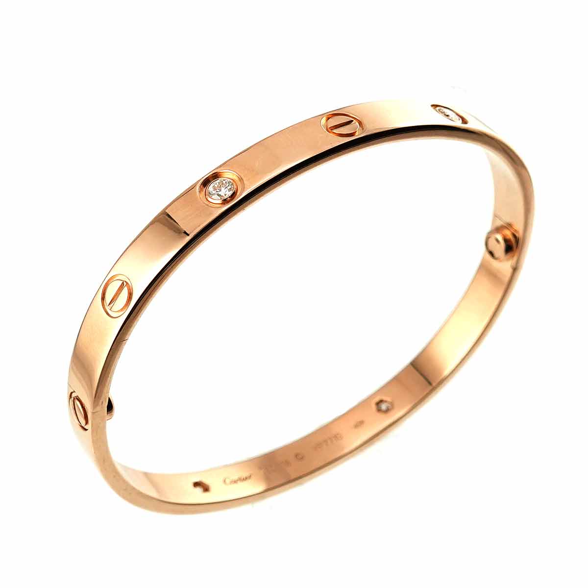 Love Bracelet Bangle Diamond 4P 18K Pink Gold 750 Size18