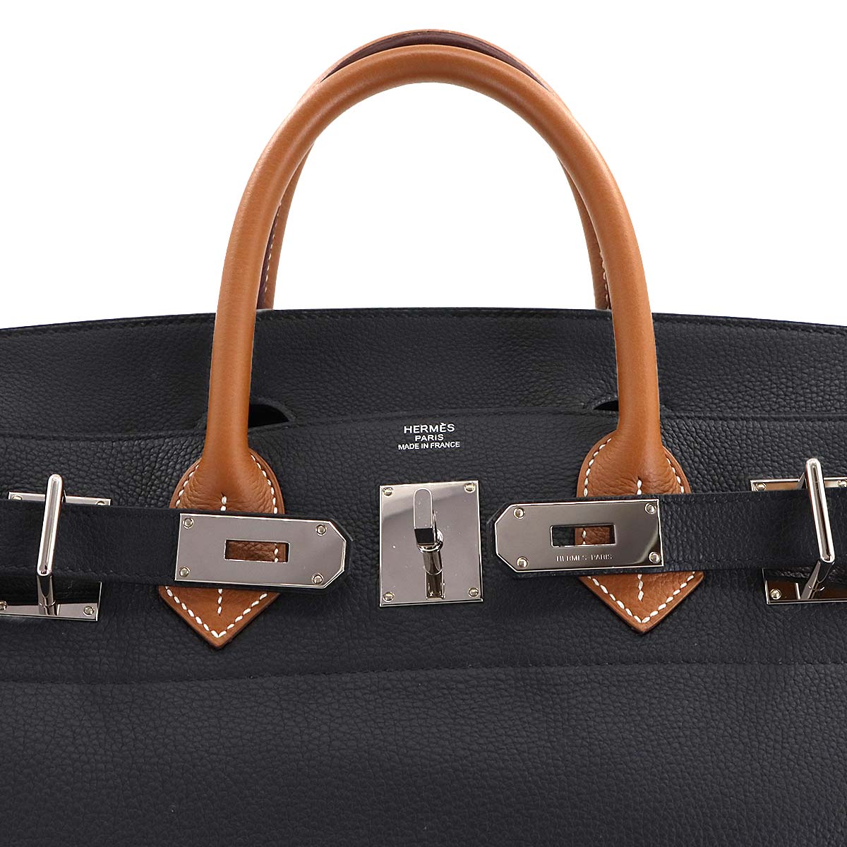 Haut a Courroies 40 Hand Bag Evercolor Black Gold Bleu France