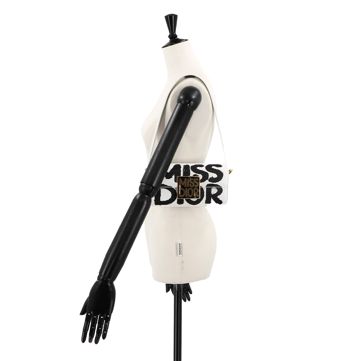 Miss Dior Flap Shoulder Bag Leather White Black Purse