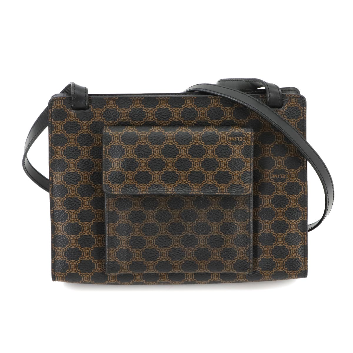 Macadam Shoulder Bag PVC Leather Black Brown Vintage Purse