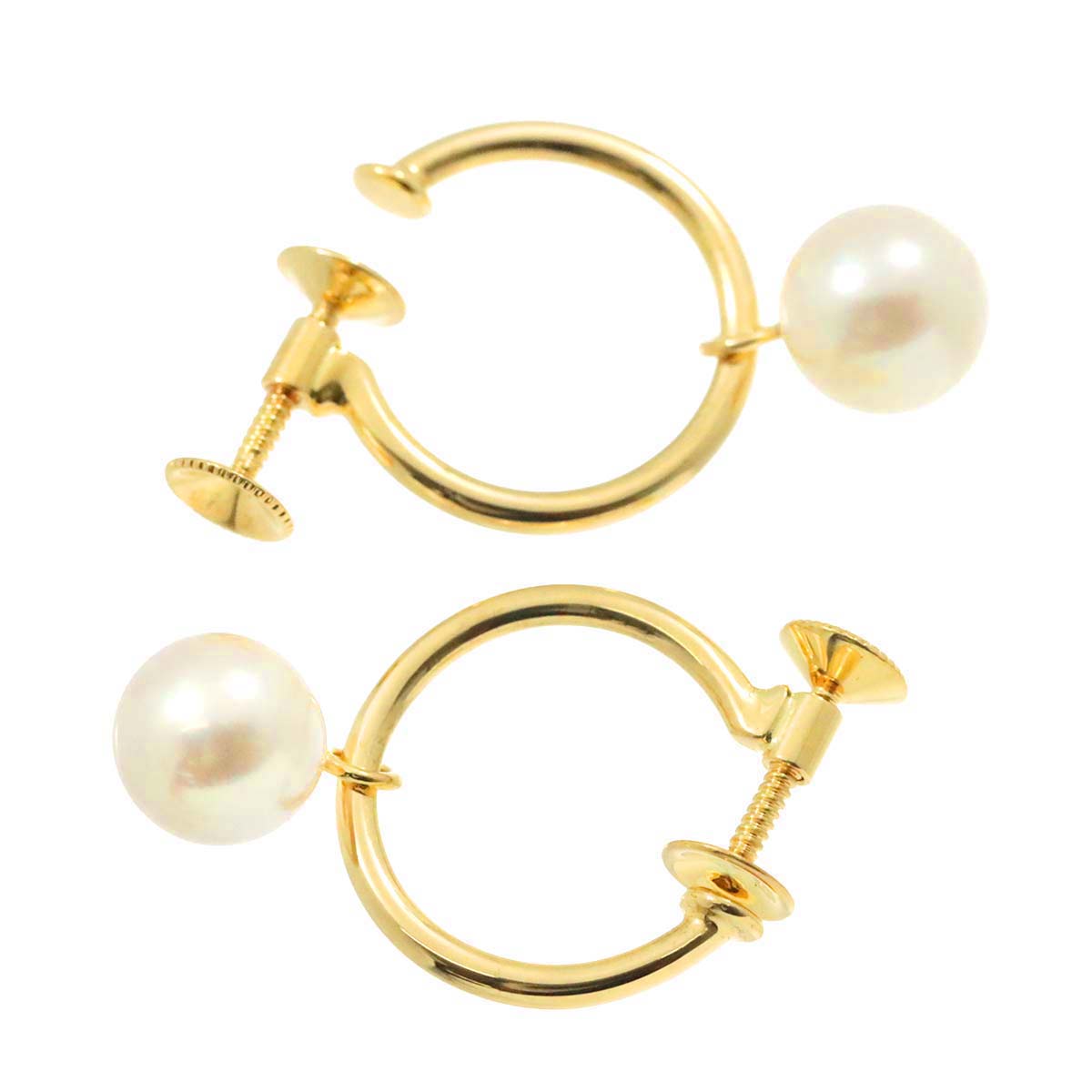 MIKIMOTO Akoya Pearl 7.2mm Earrings 18K Yellow Gold 750