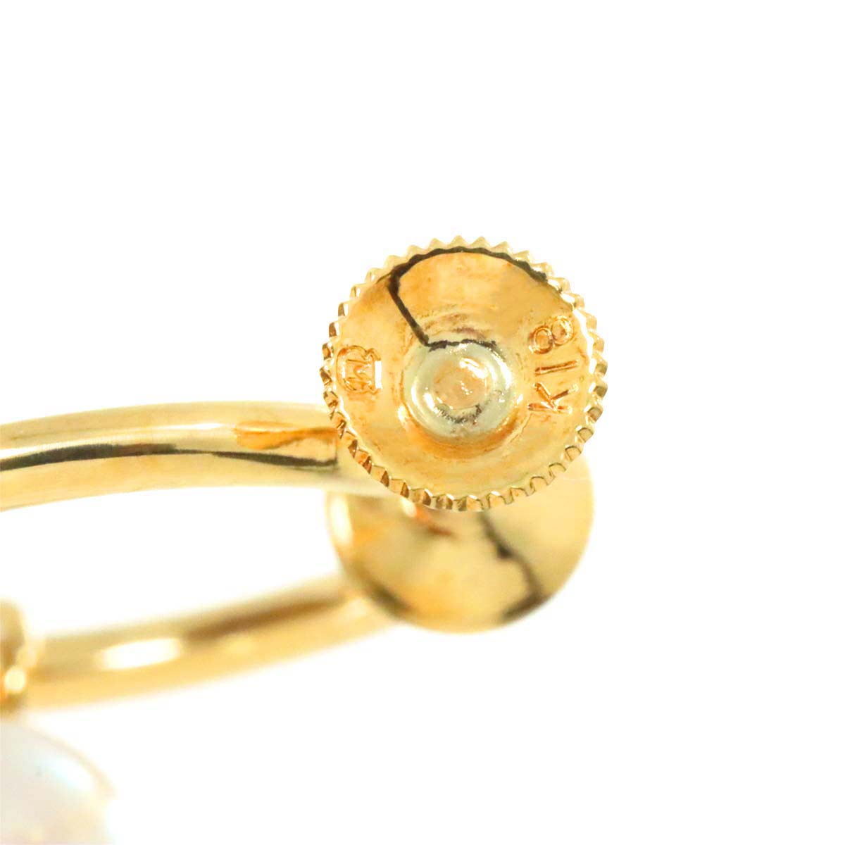 MIKIMOTO Akoya Pearl 7.2mm Earrings 18K Yellow Gold 750