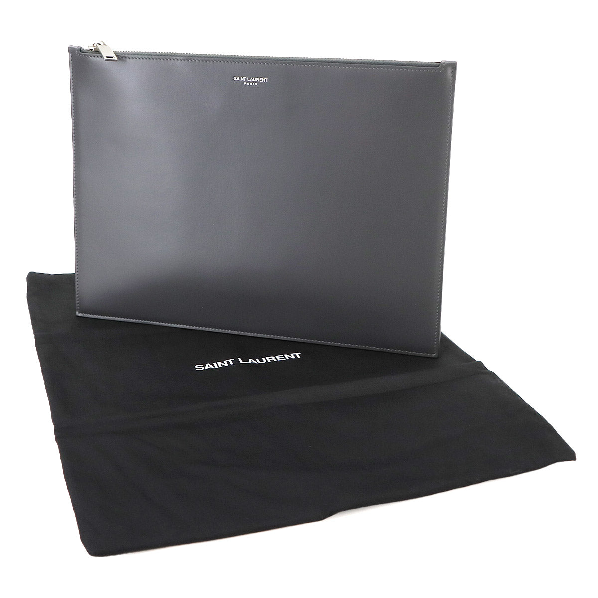 Clutch Bag Leather Gray 635099 Purse