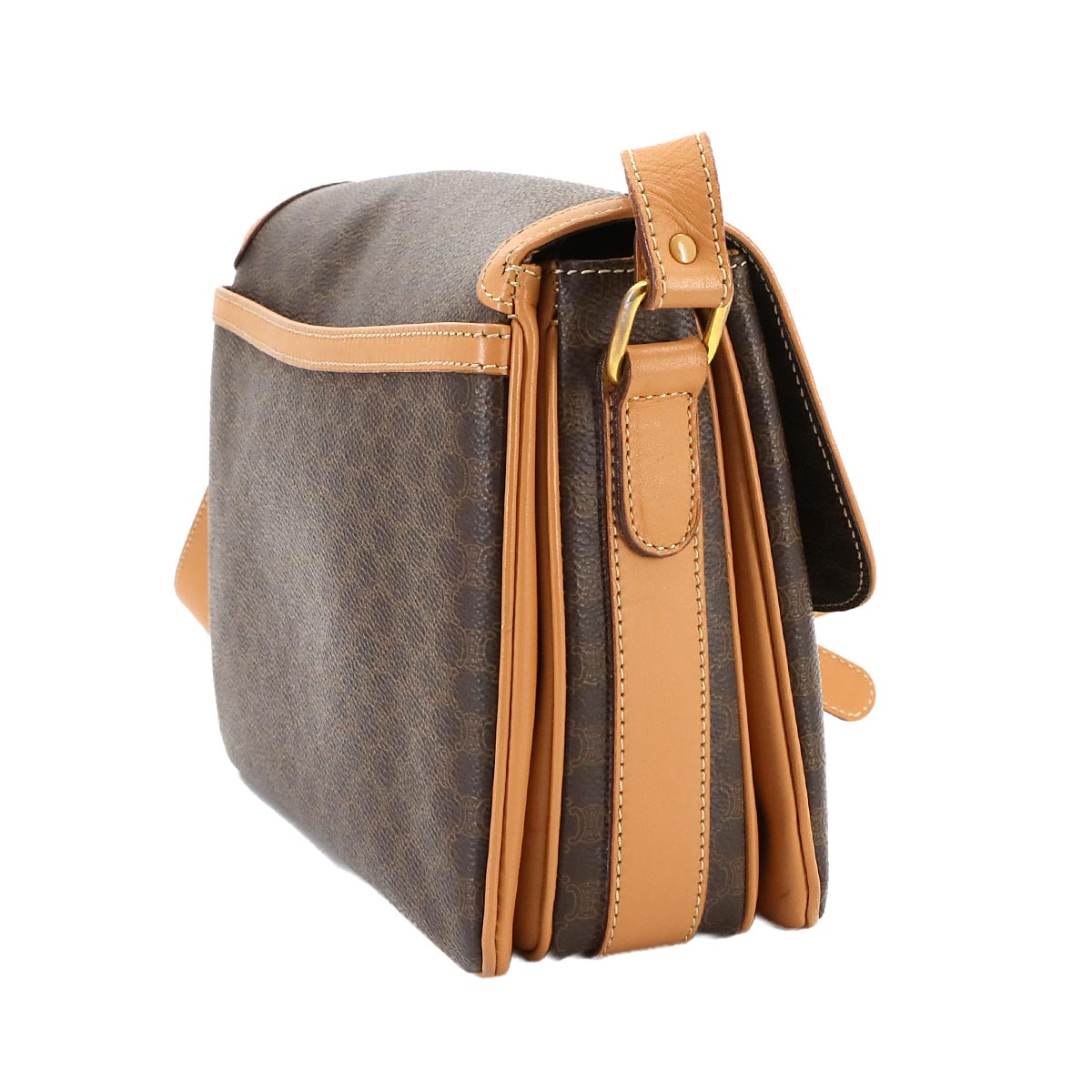 Macadam Shoulder Bag Leather PVC Brown Vintage Purse