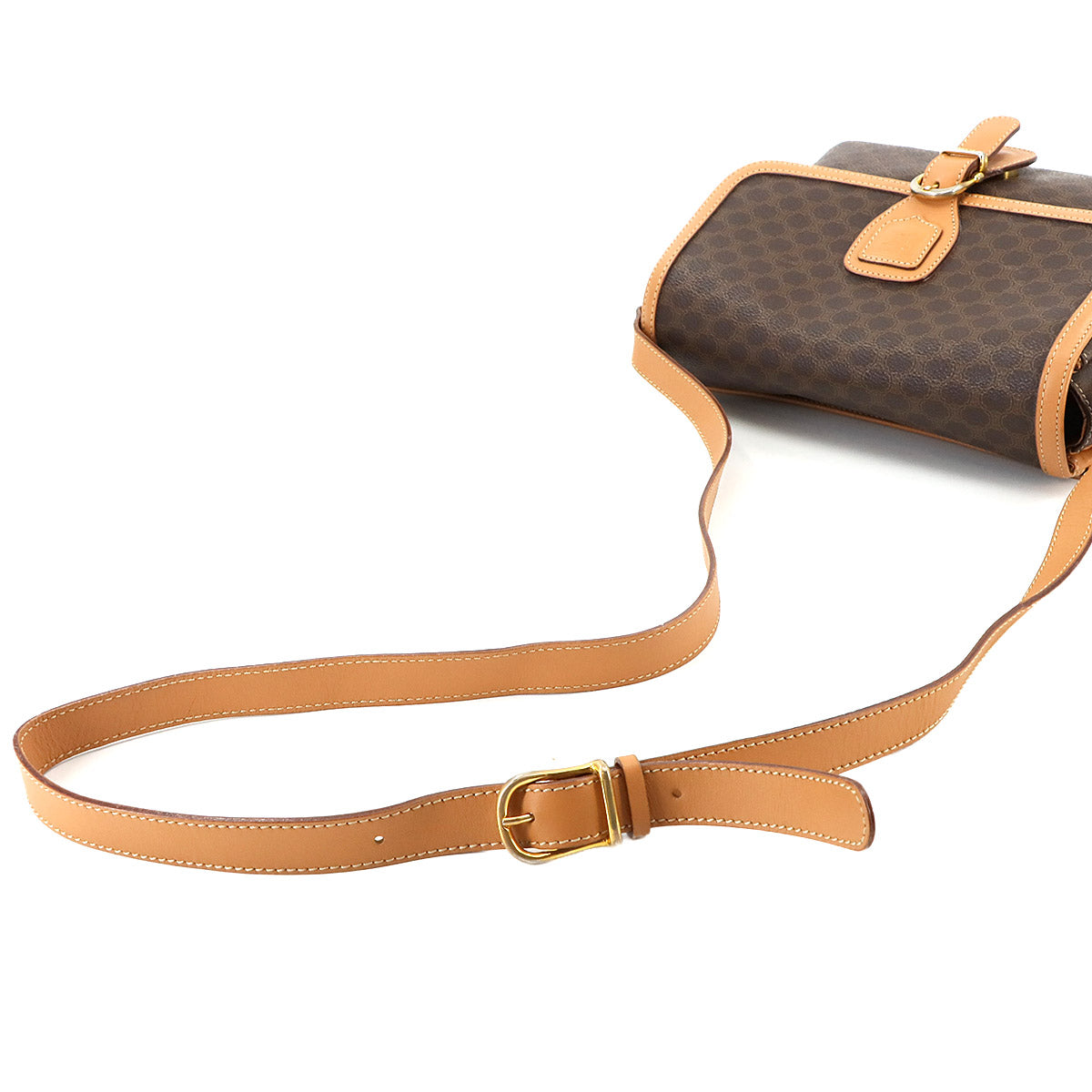 Macadam Shoulder Bag Leather PVC Brown Vintage Purse