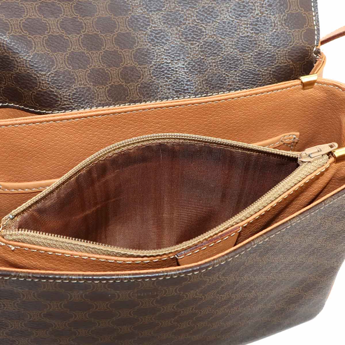 Macadam Shoulder Bag Leather PVC Brown Vintage Purse