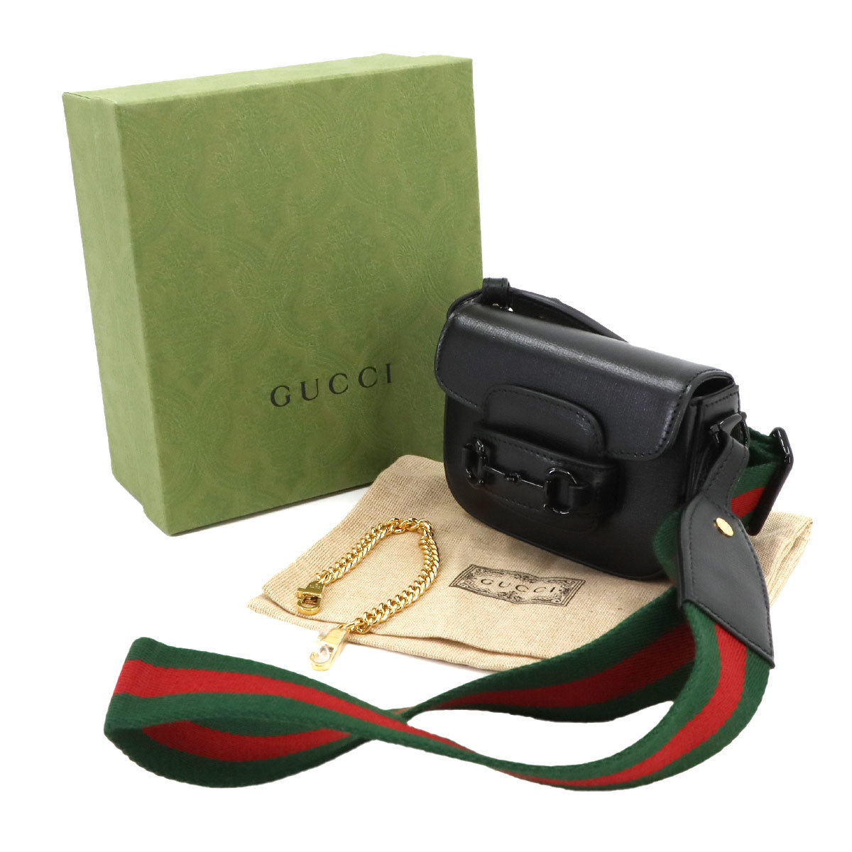 Horsebit 1955 Mini Chain Hand Hand Shoulder Bag Leather 726863