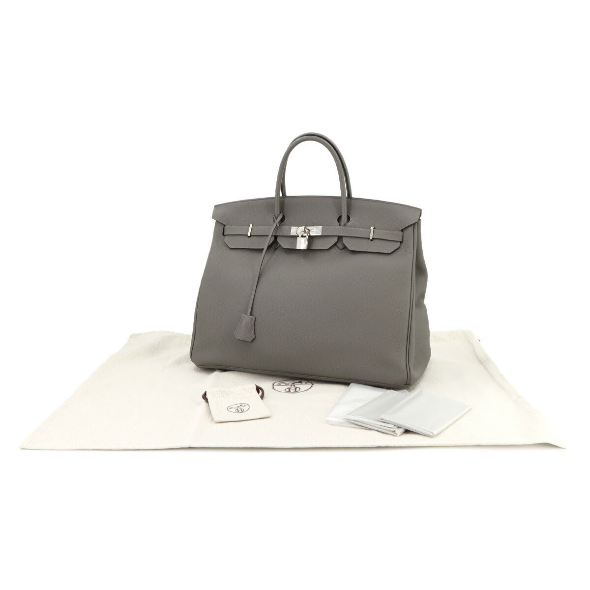 HERMES Birkin 40 Hand Bag Togo Gris Meyer Purse