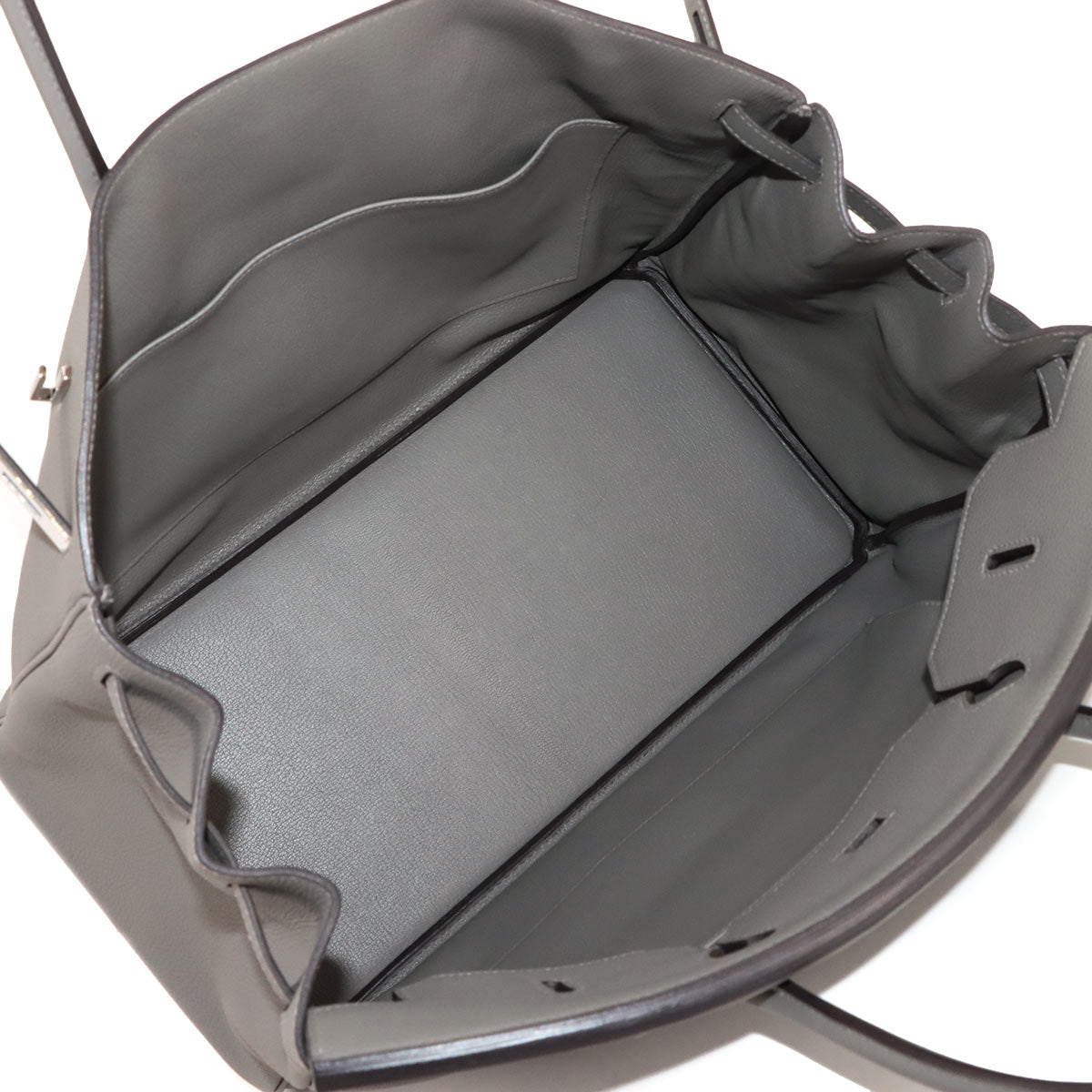 HERMES Birkin 40 Hand Bag Togo Gris Meyer Purse