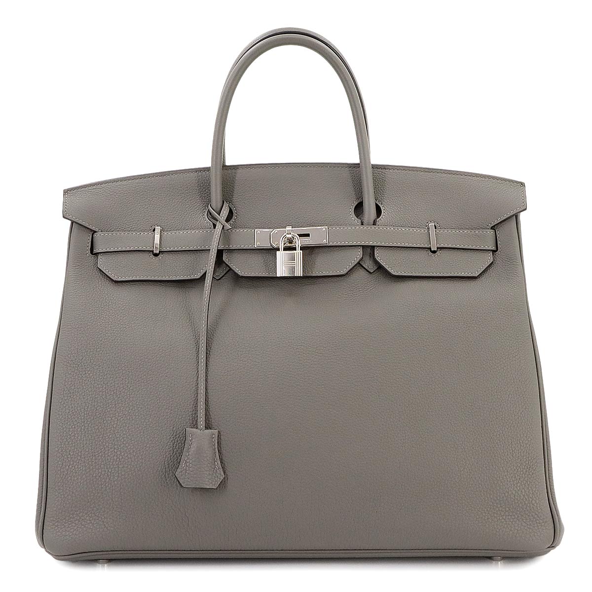 HERMES Birkin 40 Hand Bag Togo Gris Meyer Purse