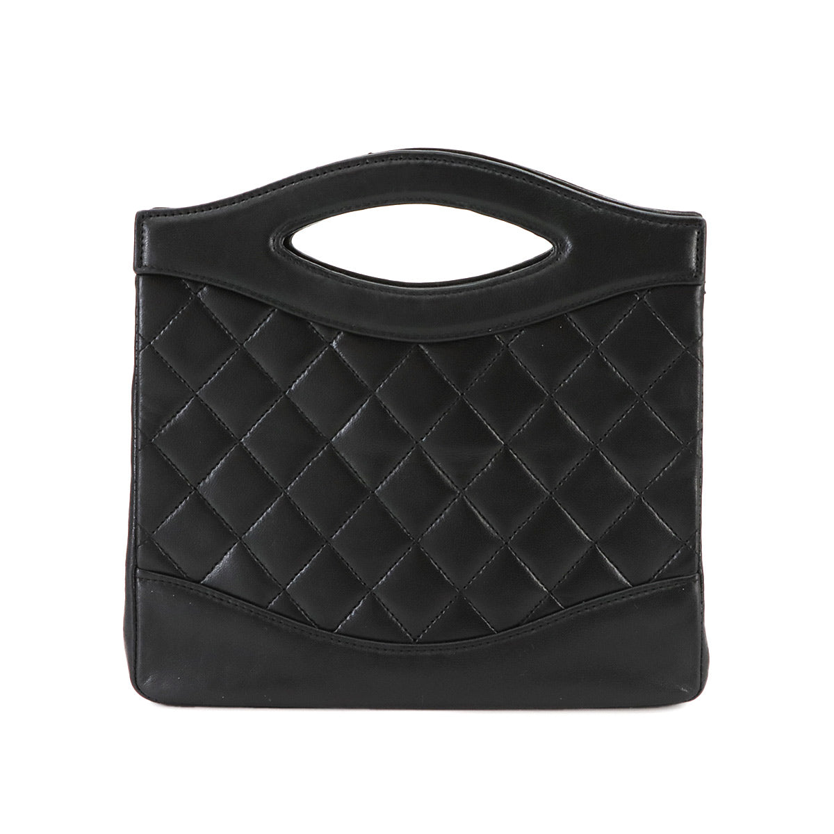 Matelasse 2way Hand Shoulder Bag Leather Black Vintage Purse